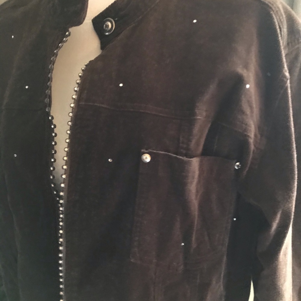 Quacker Factory Women's Brown Corduroy Bling Coat
